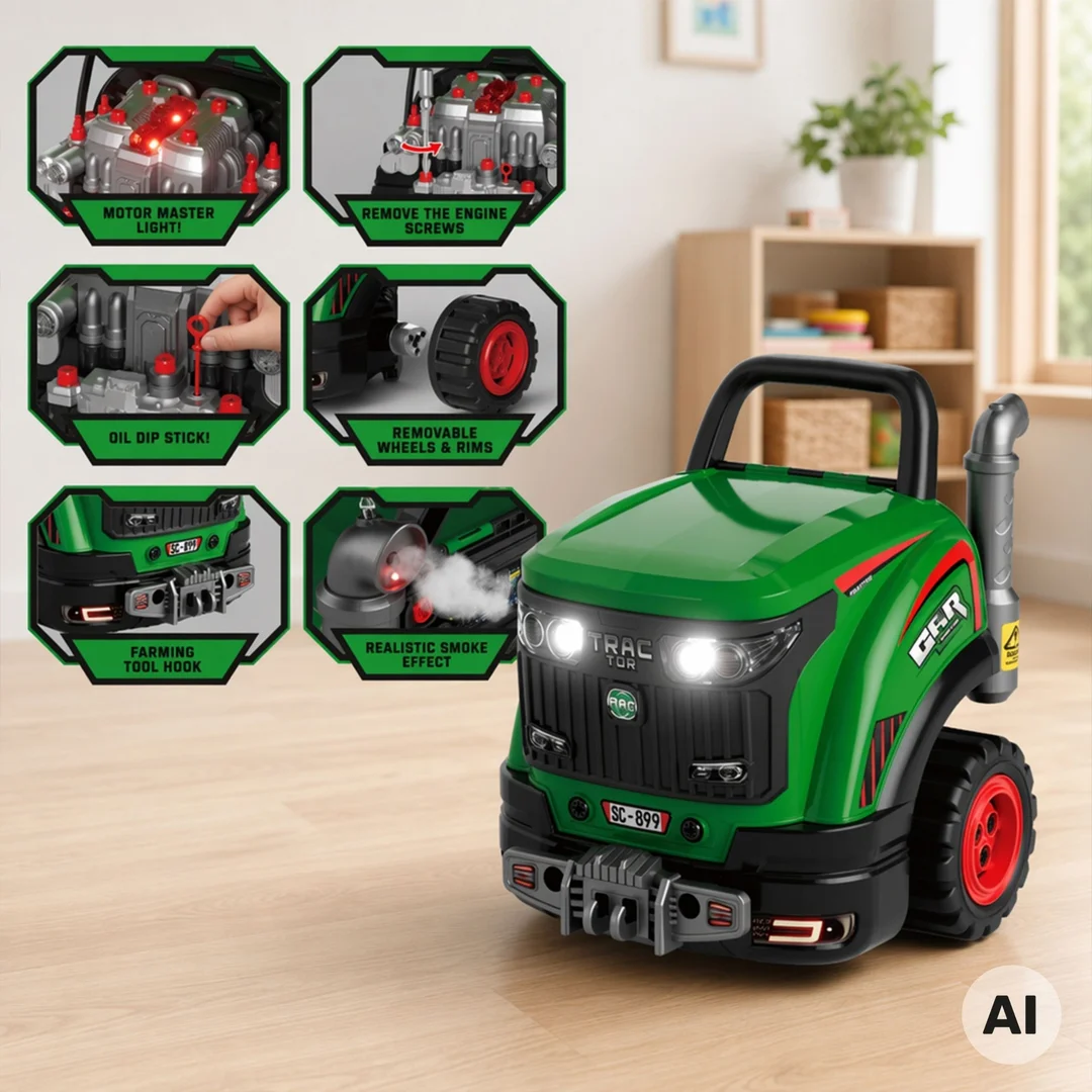 WOOPIE Interaktywny Warsztat Mechaniczny Traktor z Licznymi Akcesoriami