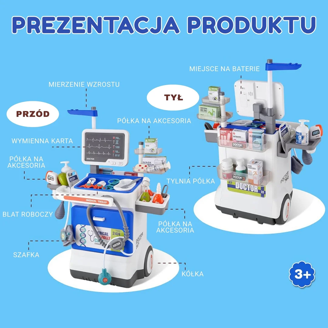 WOOPIE Interaktywny Wózek Małego Doktora Zestaw Lekarski