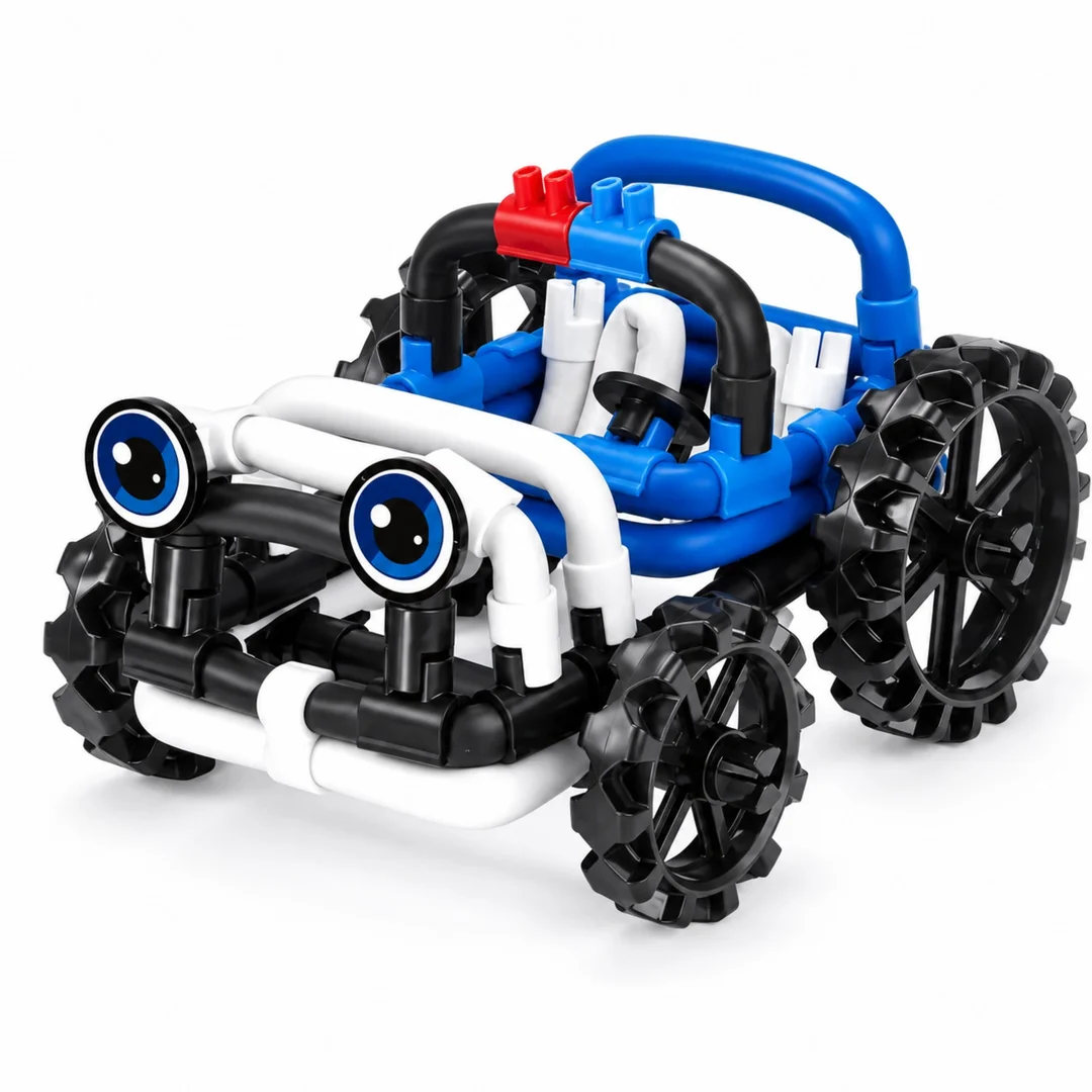WOOPIE Twist Art Klocki Słomki Konstrukcyjne Auto Niebieskie