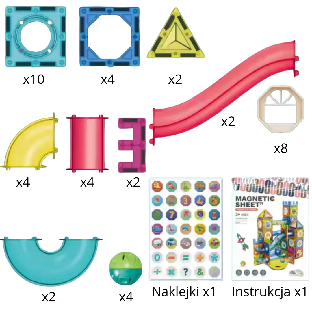 WOOPIE Klocki Magnetyczne Konstrukcyjne Zestaw Edukacyjny Tor