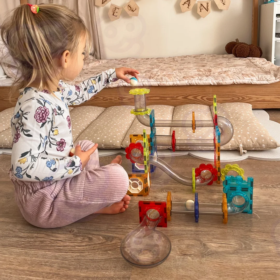 WOOPIE Klocki Magnetyczne Konstrukcyjne Zestaw Edukacyjny Tor Kulkowy