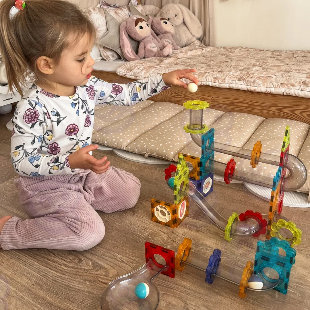 WOOPIE Klocki Magnetyczne Konstrukcyjne Zestaw Edukacyjny Tor Kulkowy
