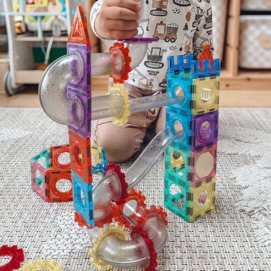WOOPIE Klocki Magnetyczne Konstrukcyjne Zestaw Edukacyjny Tor Kulkowy