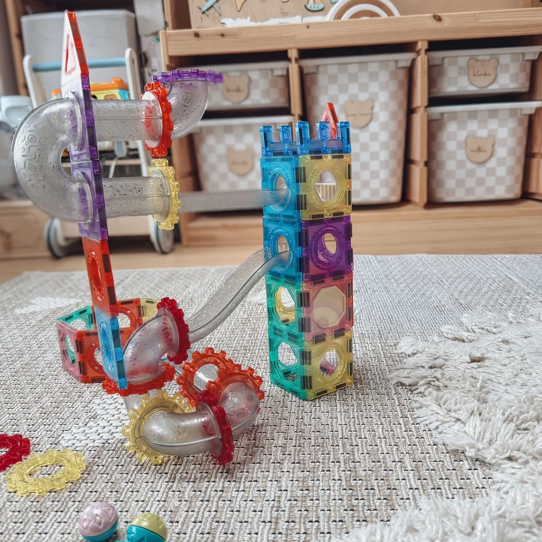 WOOPIE Klocki Magnetyczne Konstrukcyjne Zestaw Edukacyjny Tor Kulkowy