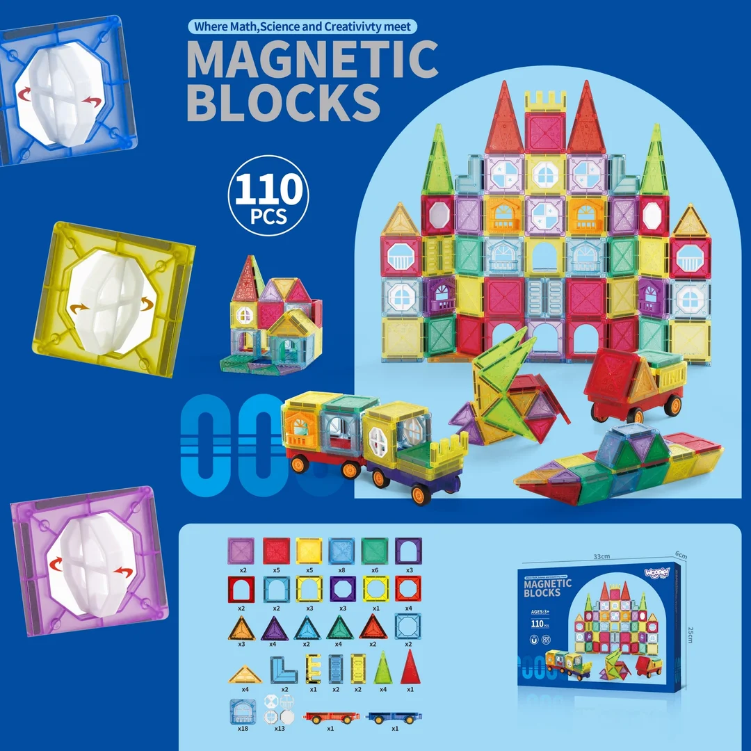 WOOPIE Klocki Magnetyczne Konstrukcyjne Zestaw Edukacyjny