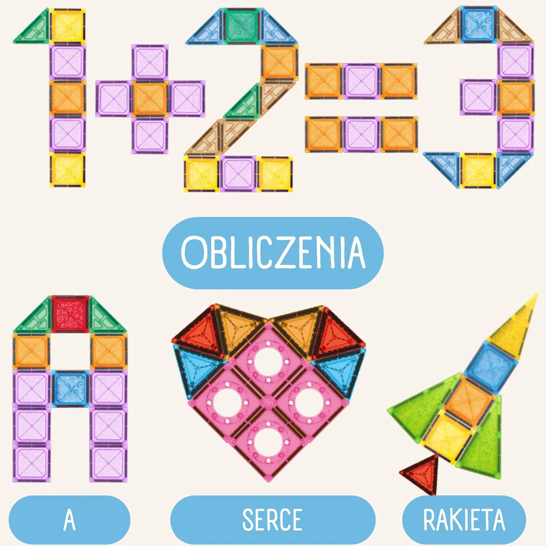 WOOPIE Klocki Magnetyczne Konstrukcyjne Zestaw Edukacyjny