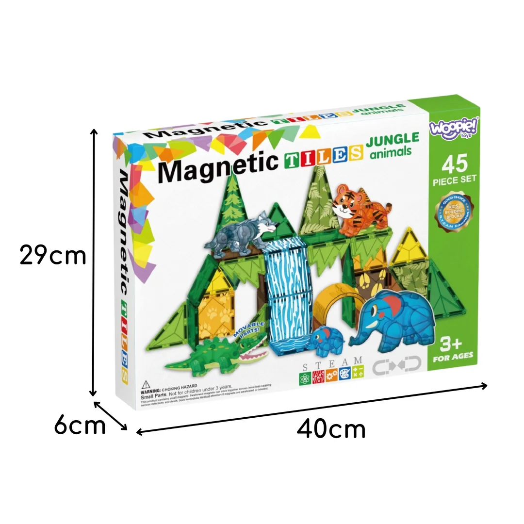 WOOPIE Klocki Magnetyczne Konstrukcyjne Zestaw Edukacyjny Zwierzęta