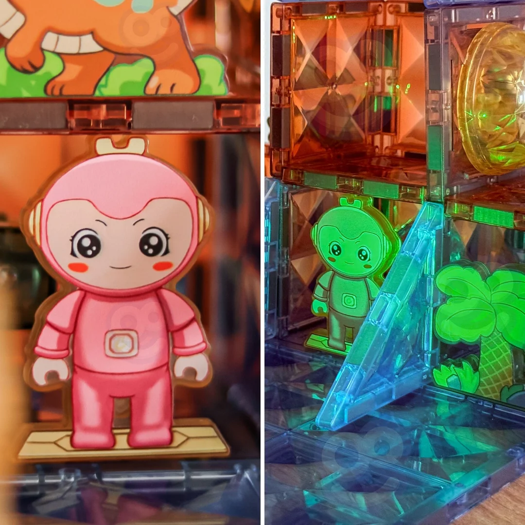 WOOPIE Klocki Magnetyczne Konstrukcyjne Świecące Park Dinozaurów