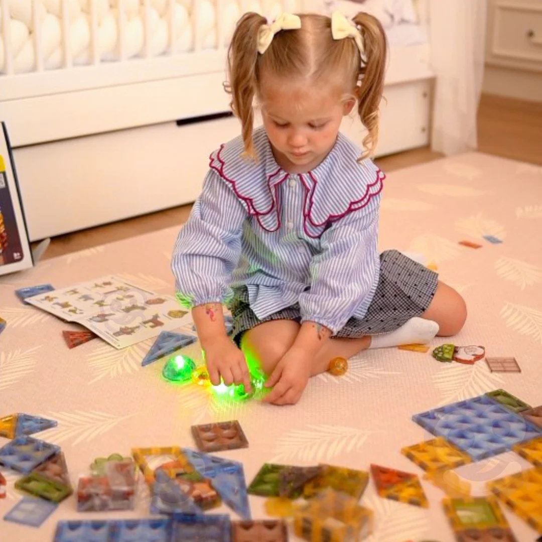 WOOPIE Klocki Magnetyczne Konstrukcyjne Świecące Świat Zwierząt