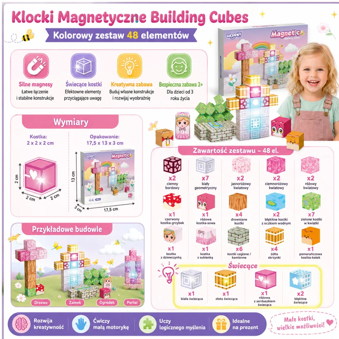 Woopie Klocki Magnetyczne Montessori Edukacyjna Układanka