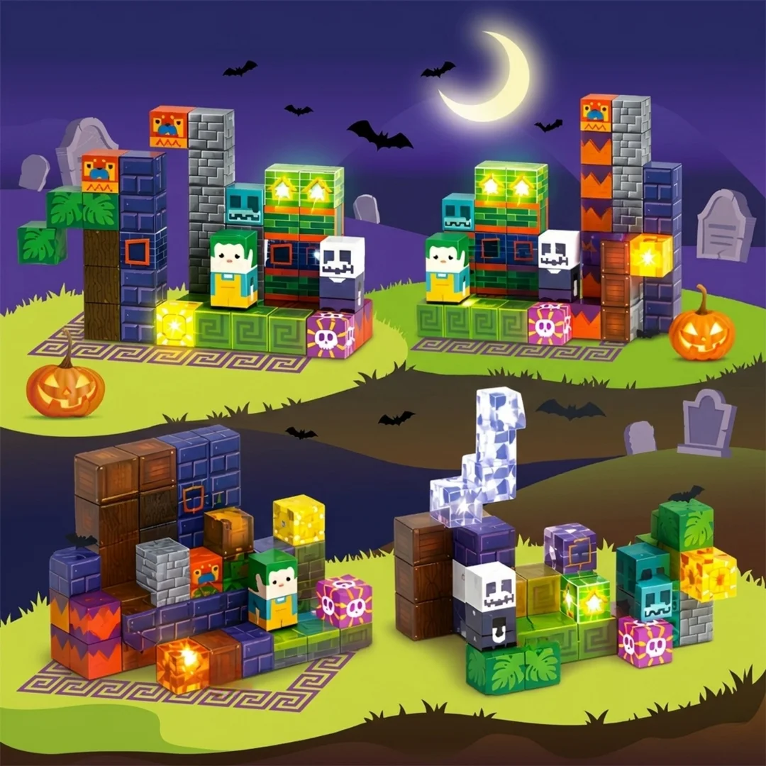 WOOPIE Klocki Magnetyczne Świecące Halloween