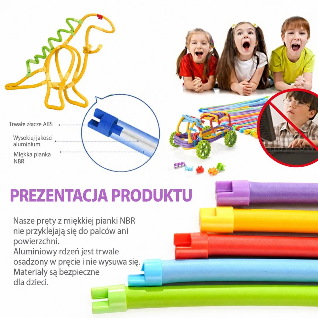 WOOPIE Twist Art Klocki Słomki Konstrukcyjne Zestaw Kreatywny