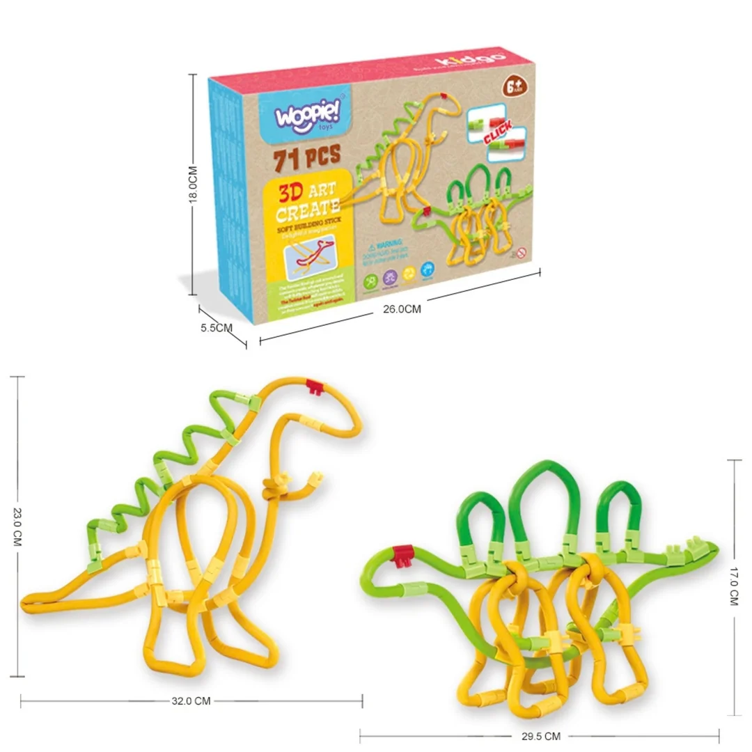 WOOPIE Twist Art Klocki Słomki Konstrukcyjne Zestaw Dinozaury