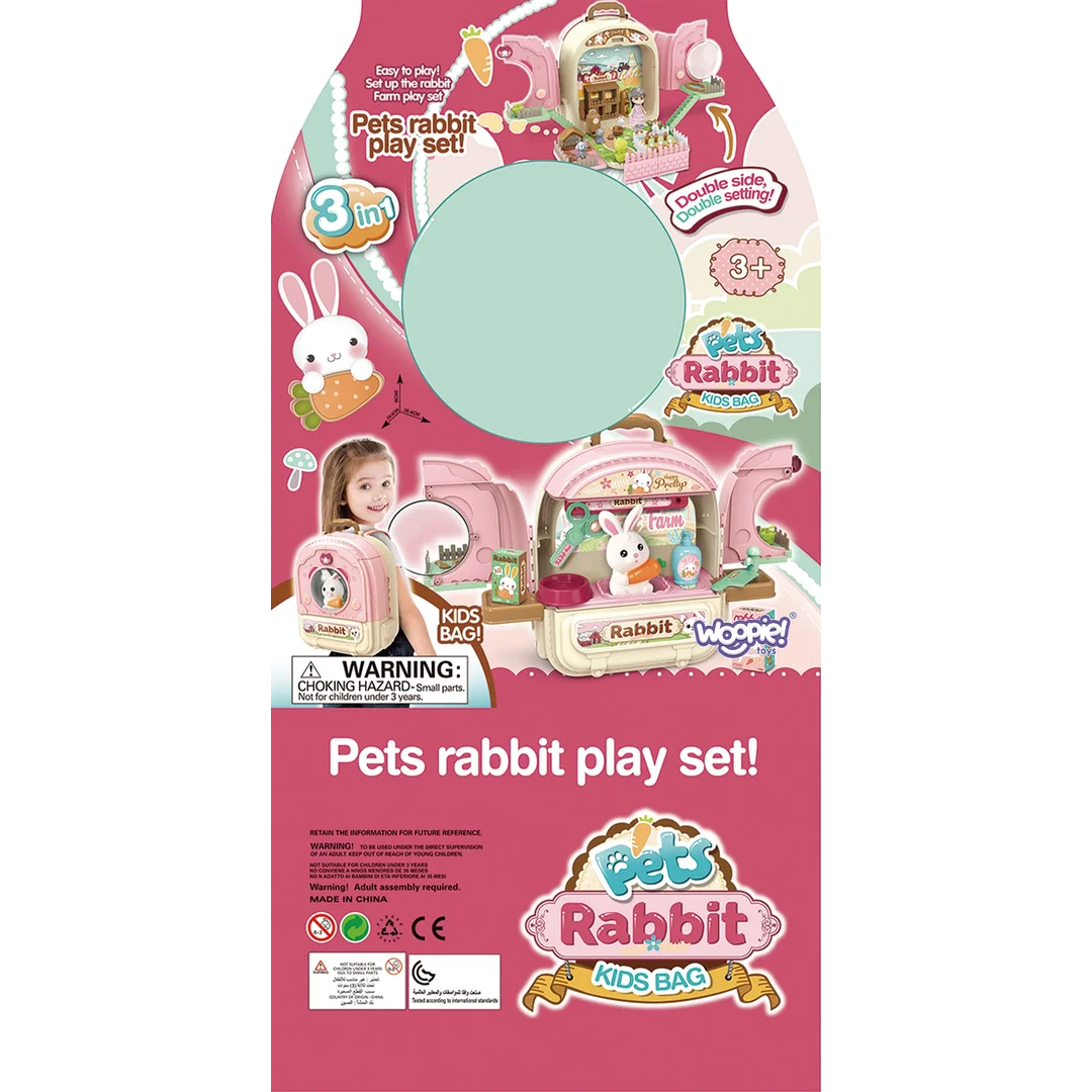 WOOPIE Królik w Plecaku 3w1 Farma Domek Ogródek
