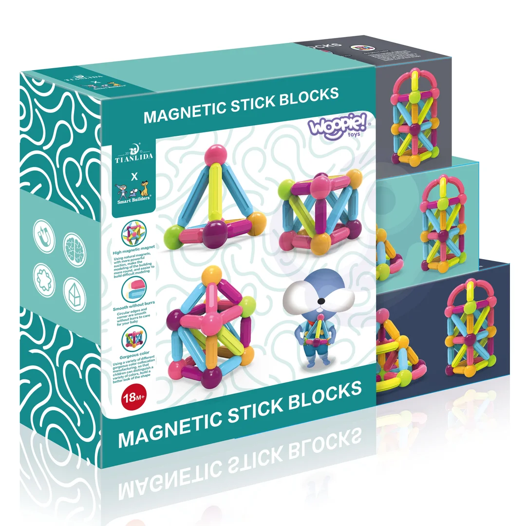 WOOPIE Magnetyczne Klocki Konstrukcyjne Edukacyjne Duże