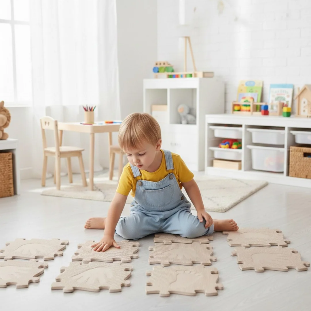 WOOPIE Mata Sensoryczna Ortopedyczna Puzzle Ręce i Kolor Beżowy