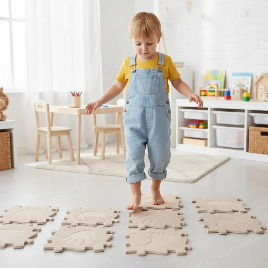 WOOPIE Mata Sensoryczna Ortopedyczna Puzzle Ręce i Kolor Beżowy