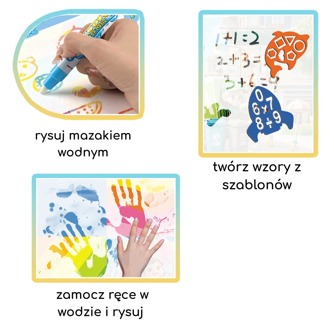 WOOPIE Mata Wodna do Malowania dla Dzieci z Dinozaurami Akcesoria