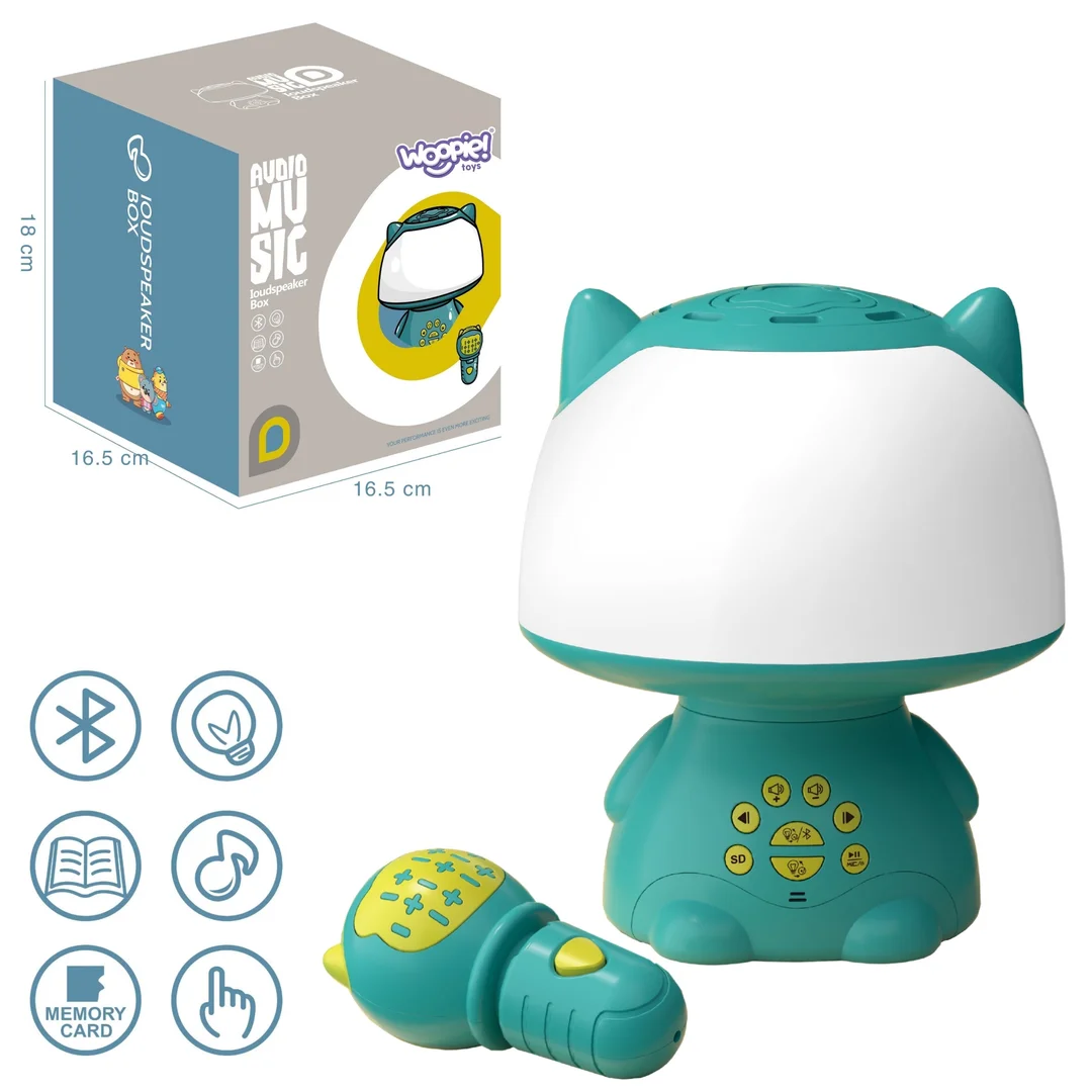 WOOPIE Multifunkcyjna Lampka RGB Głośnik Bluetooth Karaoke Modulator Głosu Karta SD AUX Turkusowa