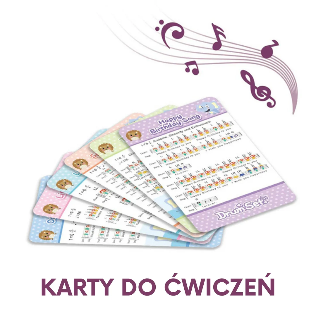 WOOPIE Perkusja Edukacyjna dla Talerz Taboret z Motywem Zwierzątek