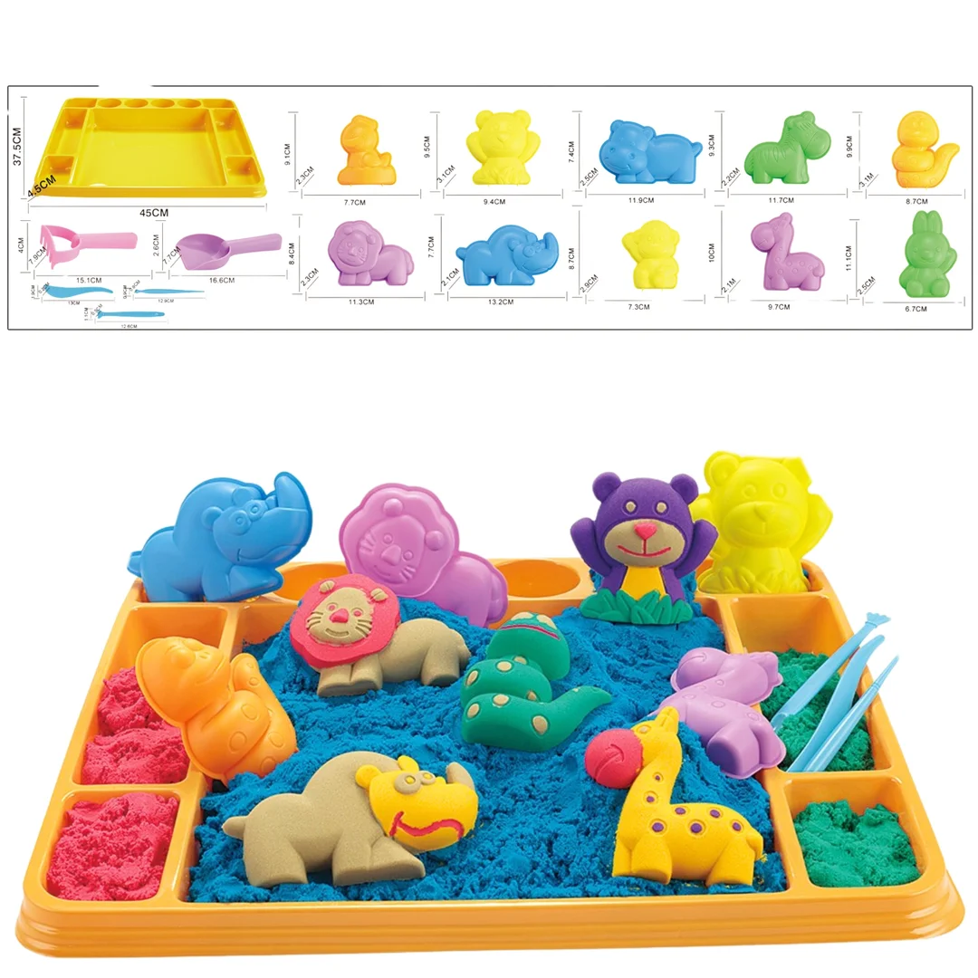WOOPIE Piasek Kinetyczny Zestaw XL ZOO Taca z Foremkami
