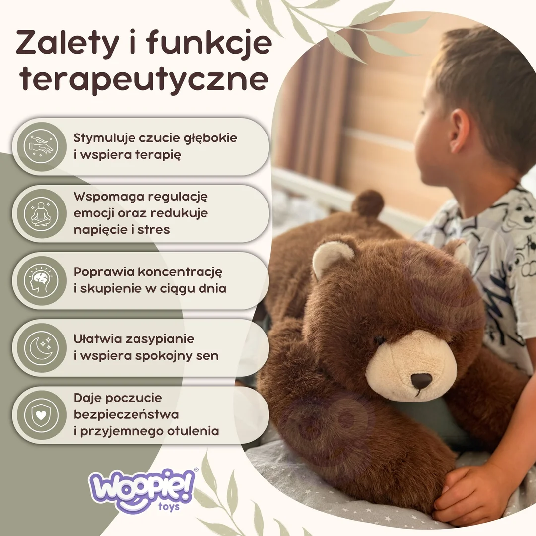 WOOPIE Pluszak Obciążeniowy Miś Niedźwiadek Antystresowy Sensoryczny Ciężkomiś Przytulanka