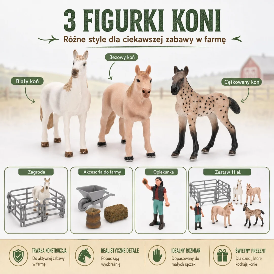 WOOPIE Zestaw Figurek Farma Konie Mały Akcesoria