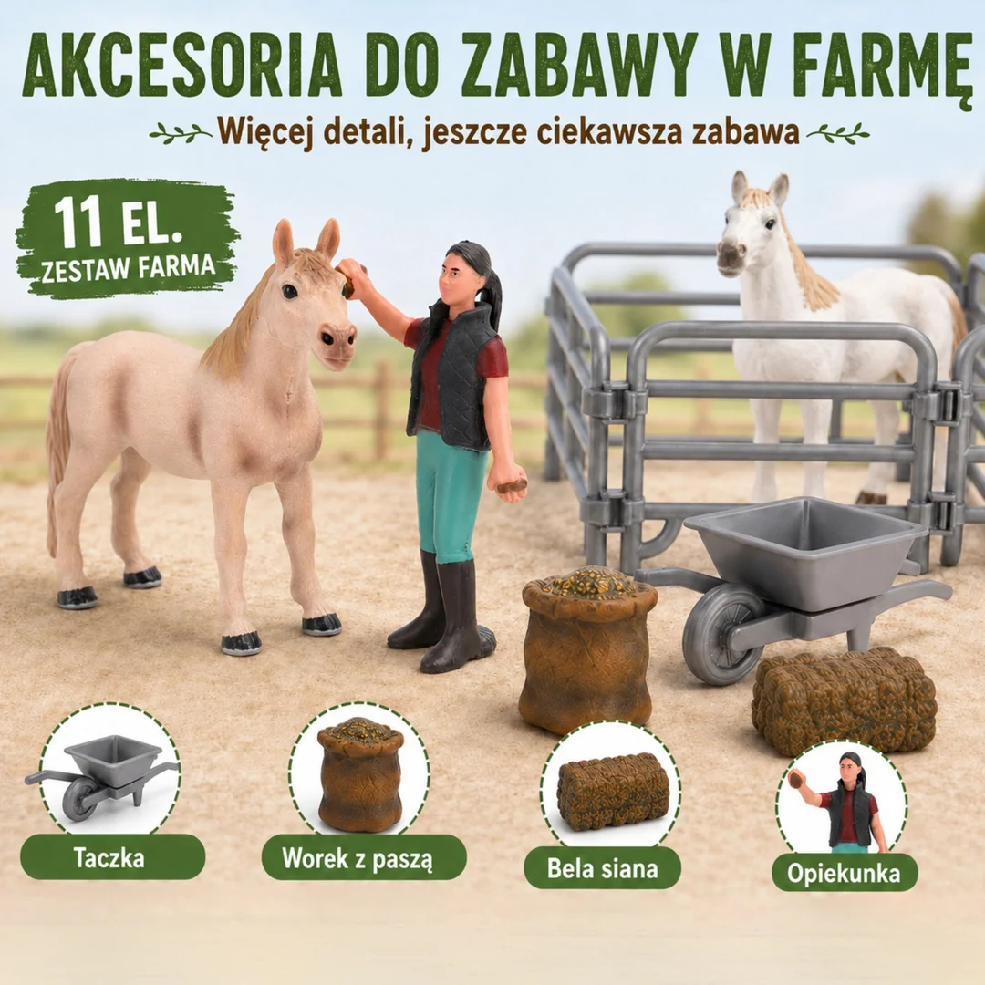 WOOPIE Zestaw Figurek Farma Konie Mały Akcesoria