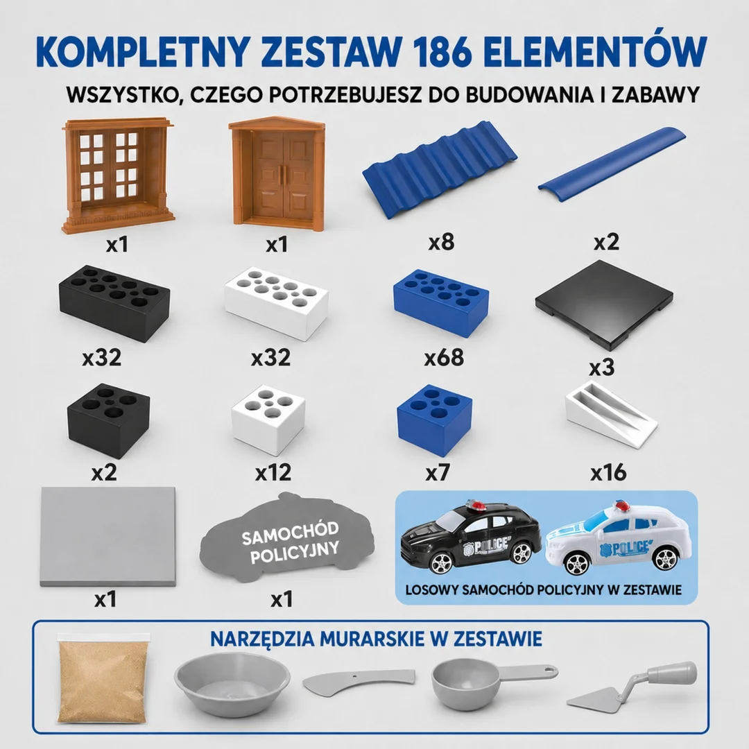 WOOPIE Zestaw Konstrukcyjny DIY do Budowania Cegły Posterunek Cegiełki Budowlane