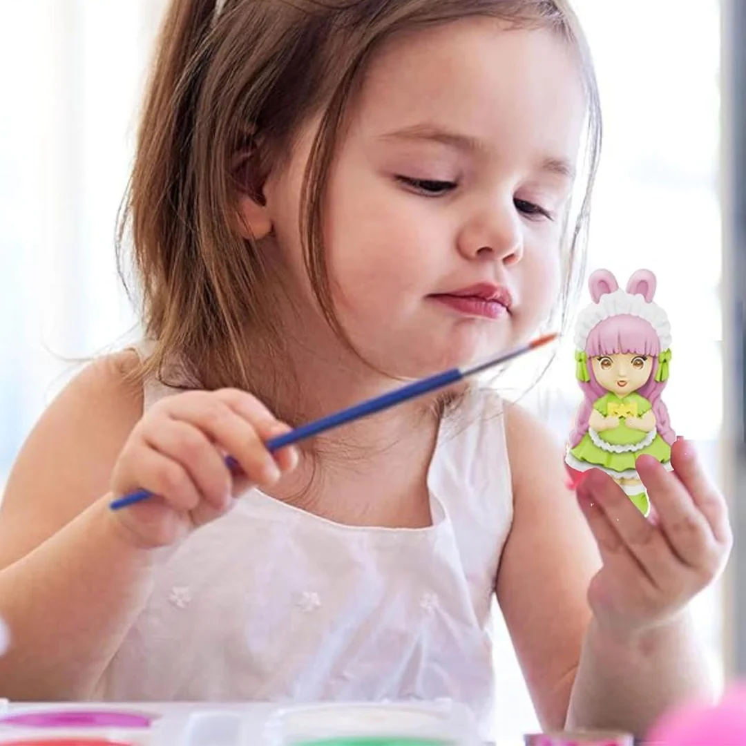 WOOPIE Zestaw Kreatywny z Farbami DIY Zrób Odlewy Gipsowe Figurki i Pomaluj Laleczki