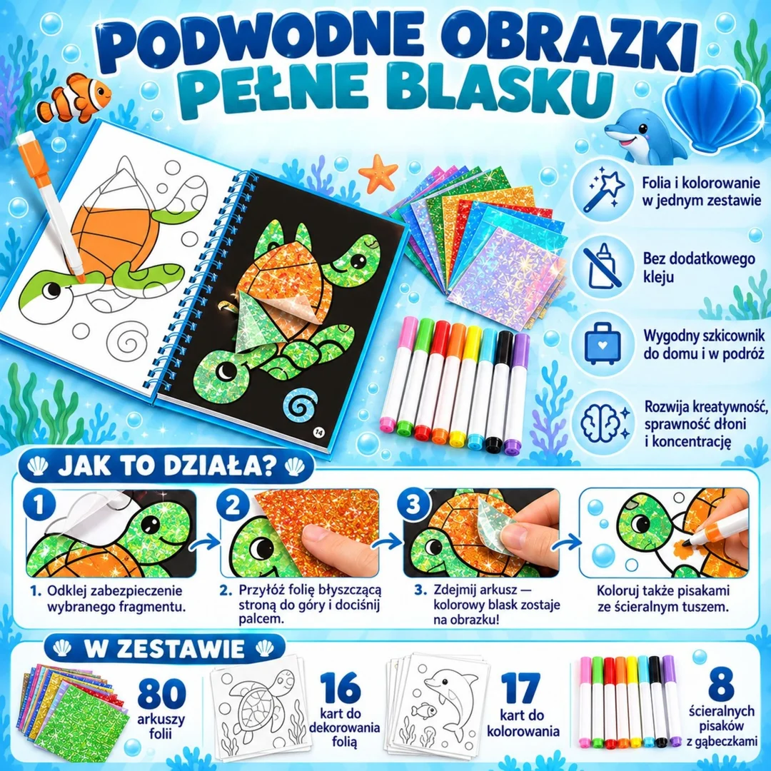 WOOPIE Zestaw Plastyczny Wyklejanka Foliowa Kolorowanka