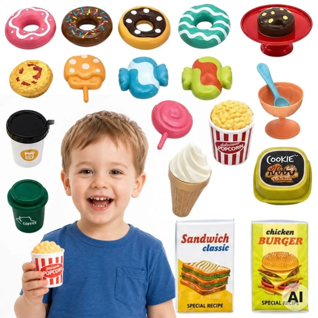 WOOPIE Zestaw Słodyczy Desery Lody do Zabawy w Kawiarnię