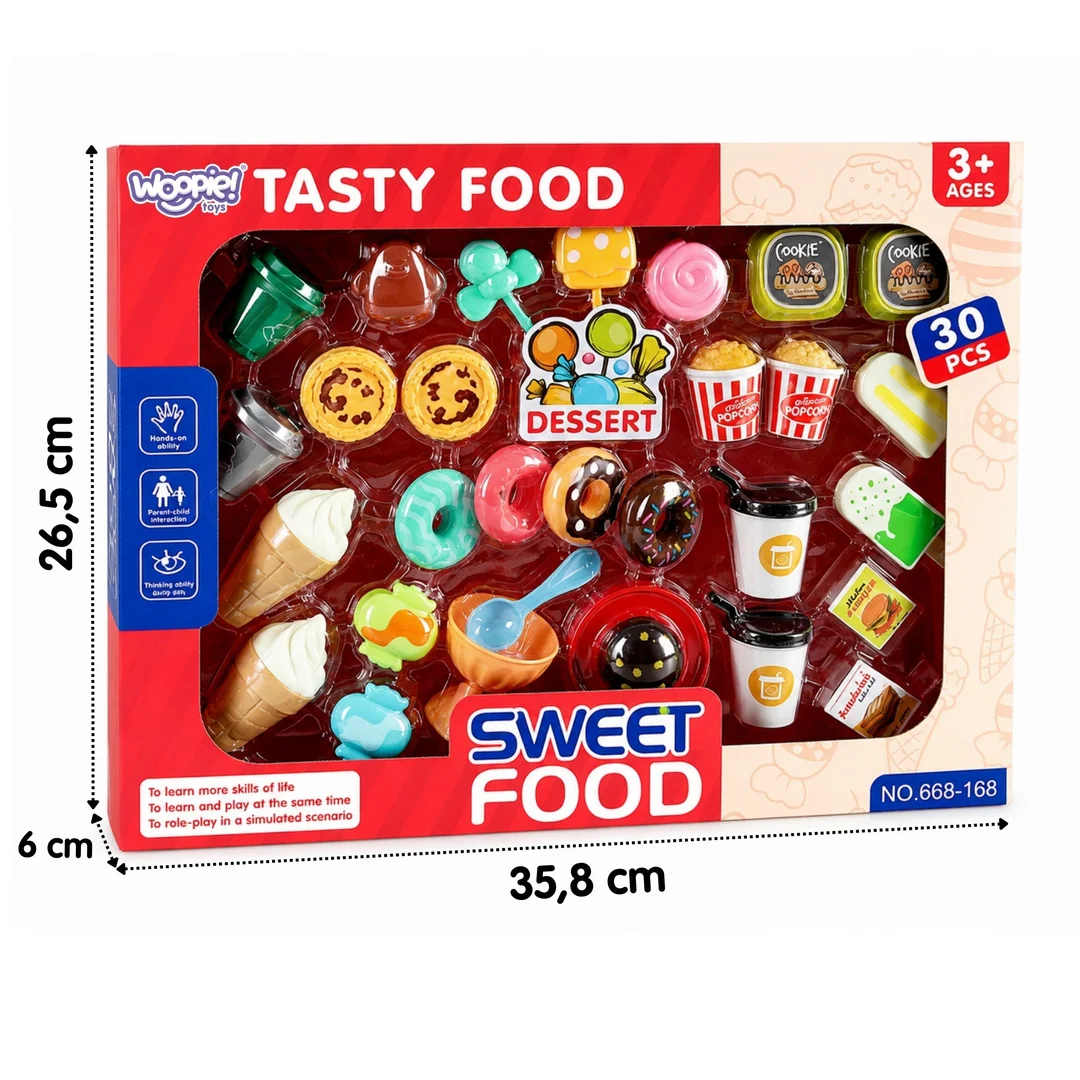 WOOPIE Zestaw Słodyczy Desery Lody do Zabawy w Kawiarnię