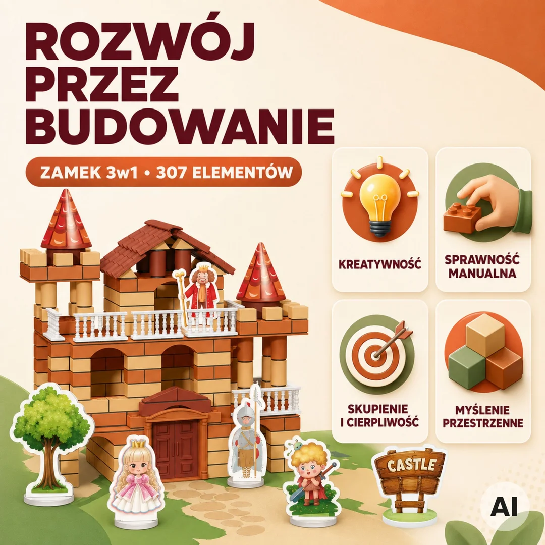 WOOPIE Zamek z Figurki Zestaw Konstrukcyjny DIY dla Dzieci