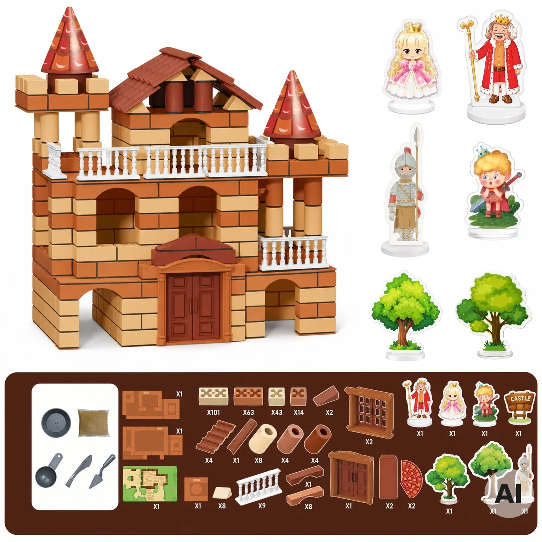 WOOPIE Zamek z Figurki Zestaw Konstrukcyjny DIY dla Dzieci