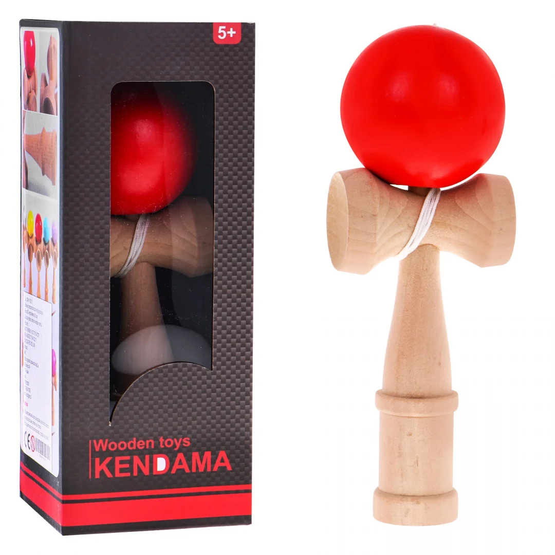 Zręcznościowa gra Kendama dla i dorosłych Drewniana zabawka Czerwona kulka