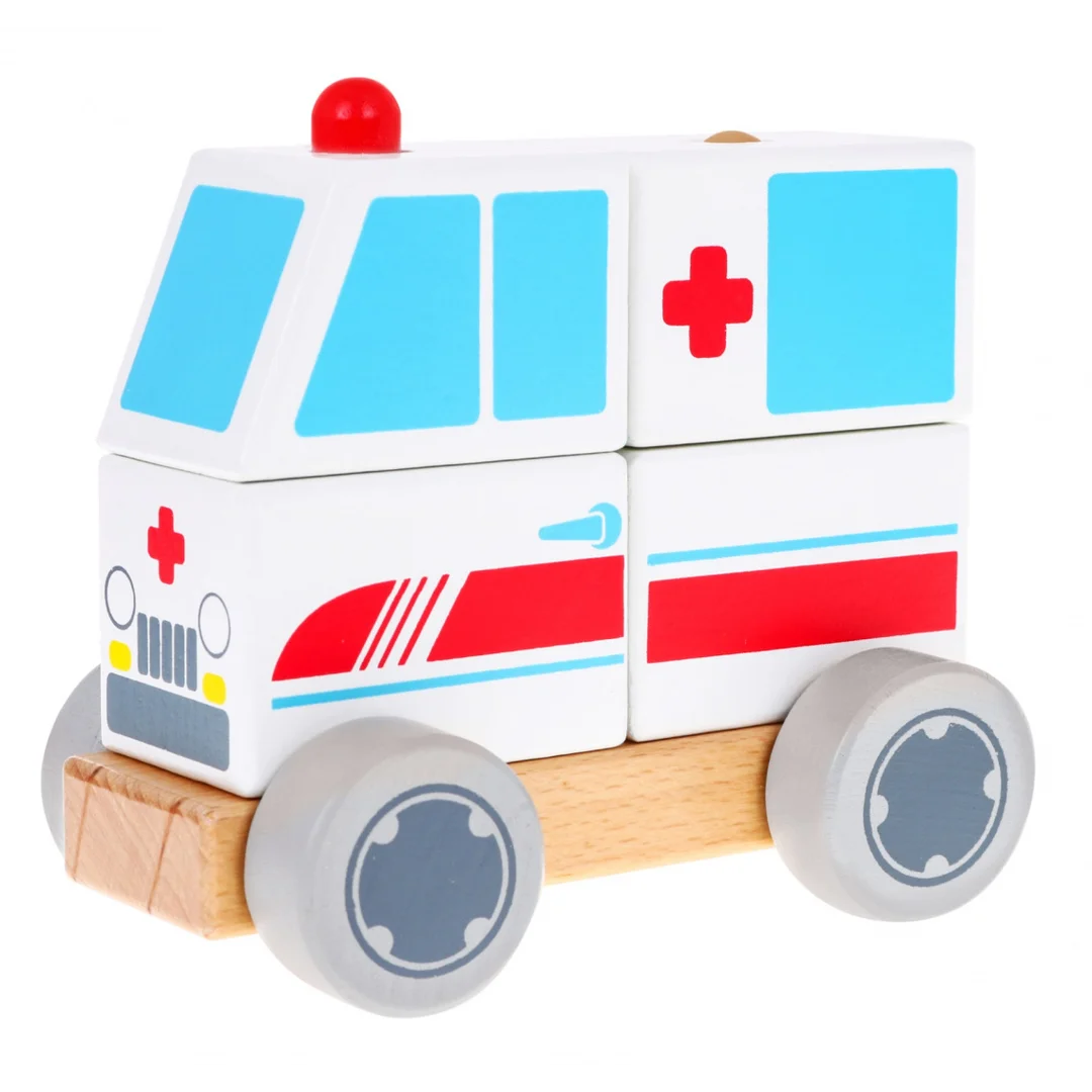 Drewniane Autko Ambulans