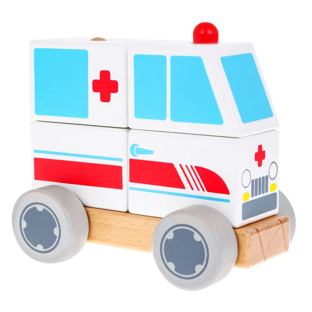 Drewniane Autko Ambulans