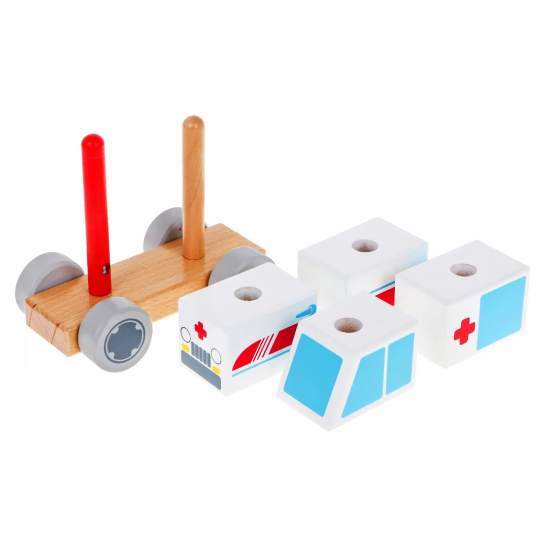 Drewniane Autko Ambulans