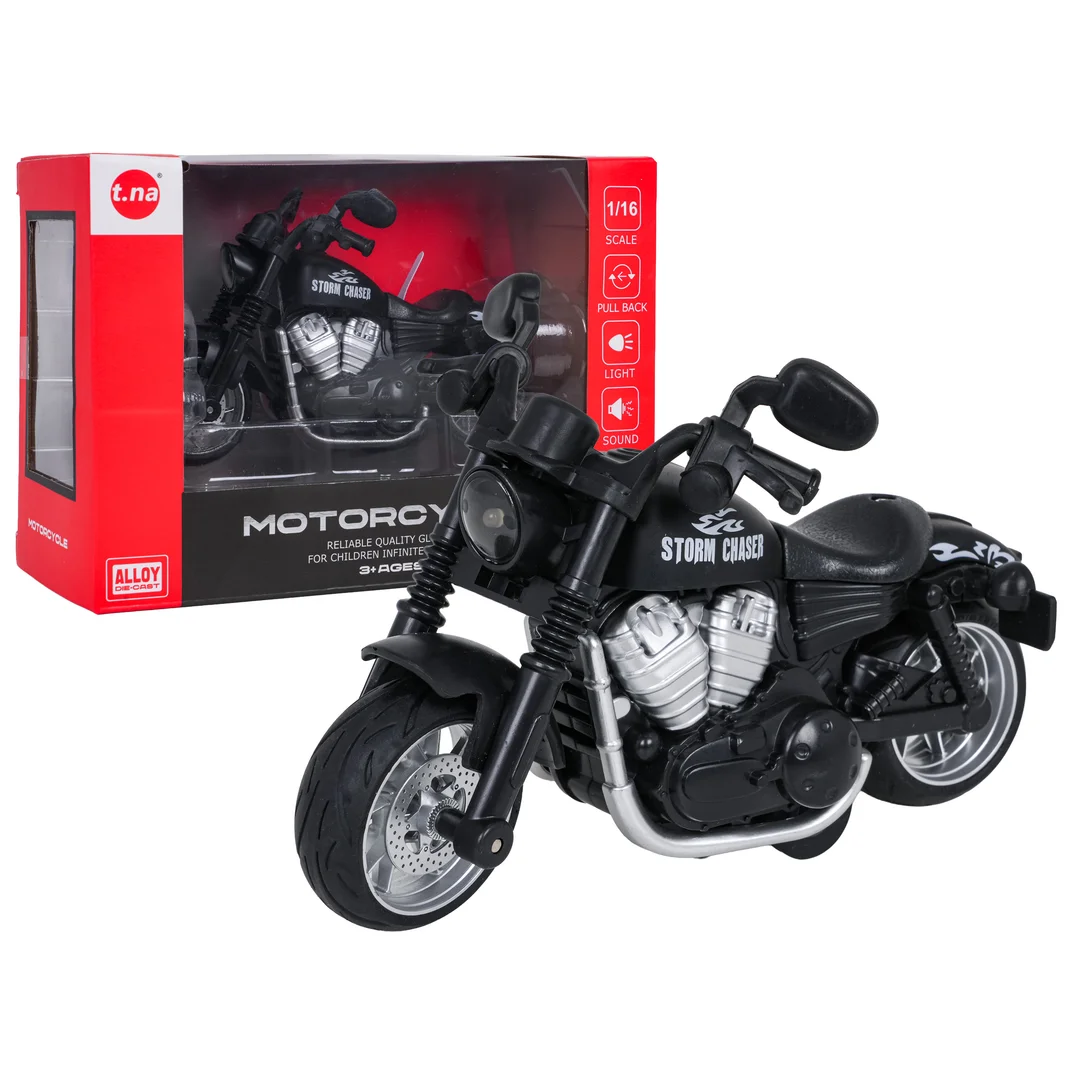 Metalowy Motocykl Czarny z Funkcją Świateł i Dźwięku