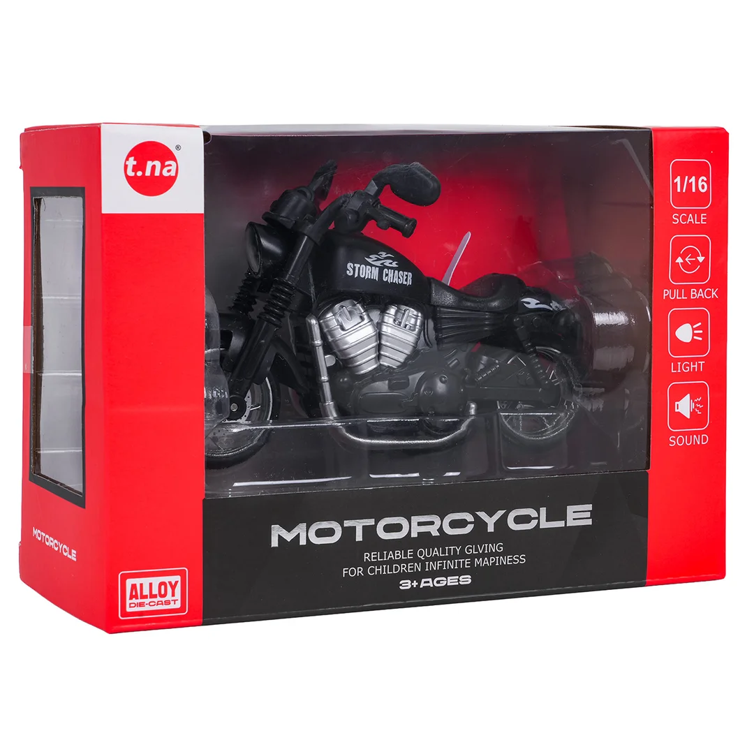 Metalowy Motocykl Czarny z Funkcją Świateł i Dźwięku
