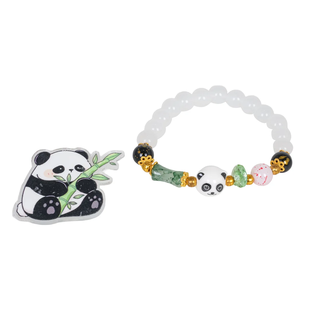 Zestaw Biżuterii Panda Biała Bransoletka