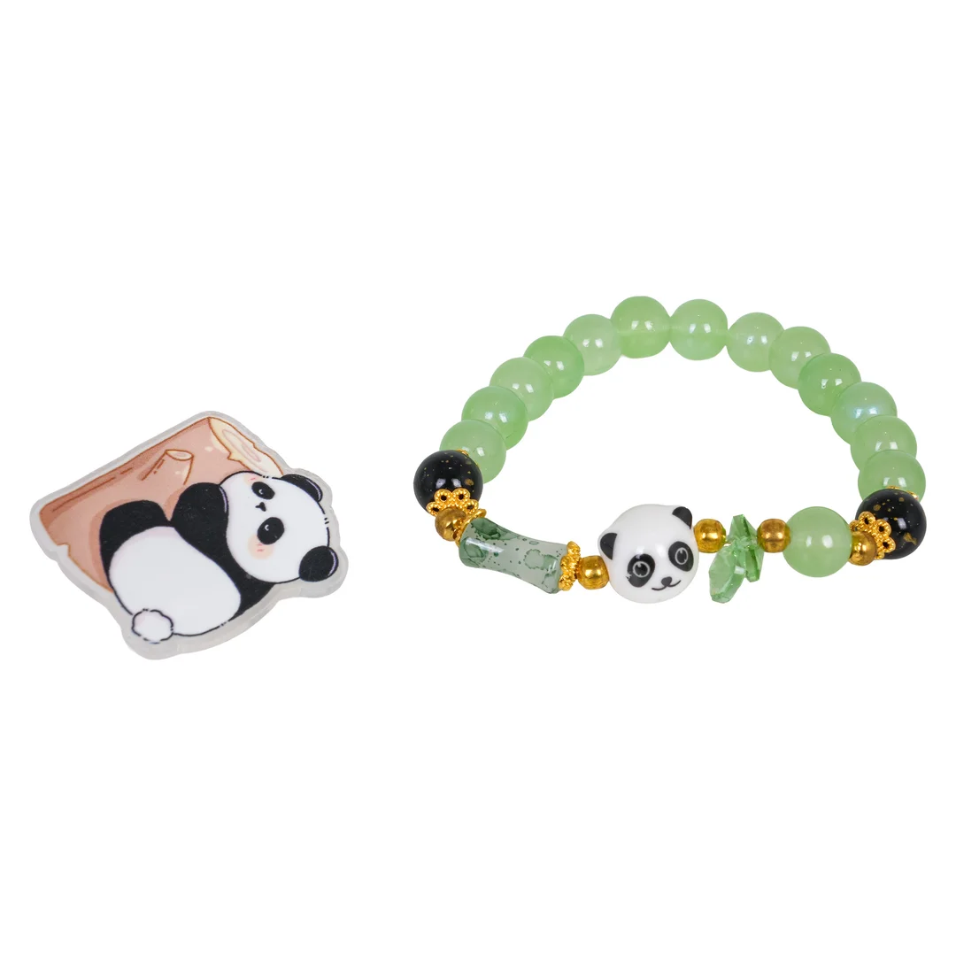 Zestaw Biżuterii Panda Zielona Bransoletka