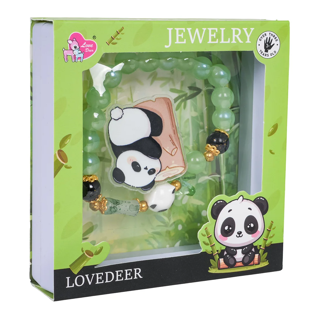 Zestaw Biżuterii Panda Zielona Bransoletka