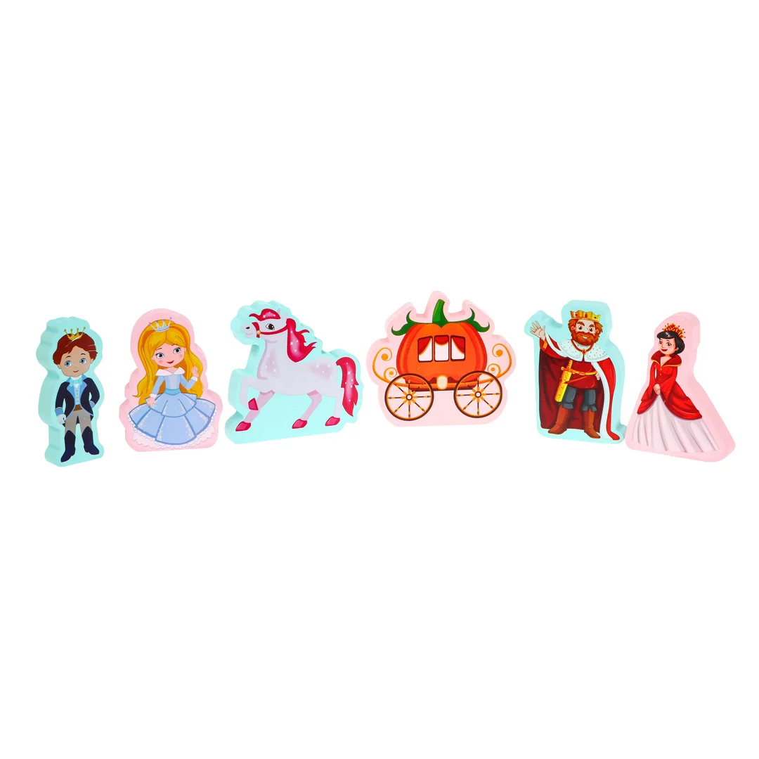 Zestaw drewnianych klocków dla dziewczynek „Księżniczka w zamku” sorter kształtów