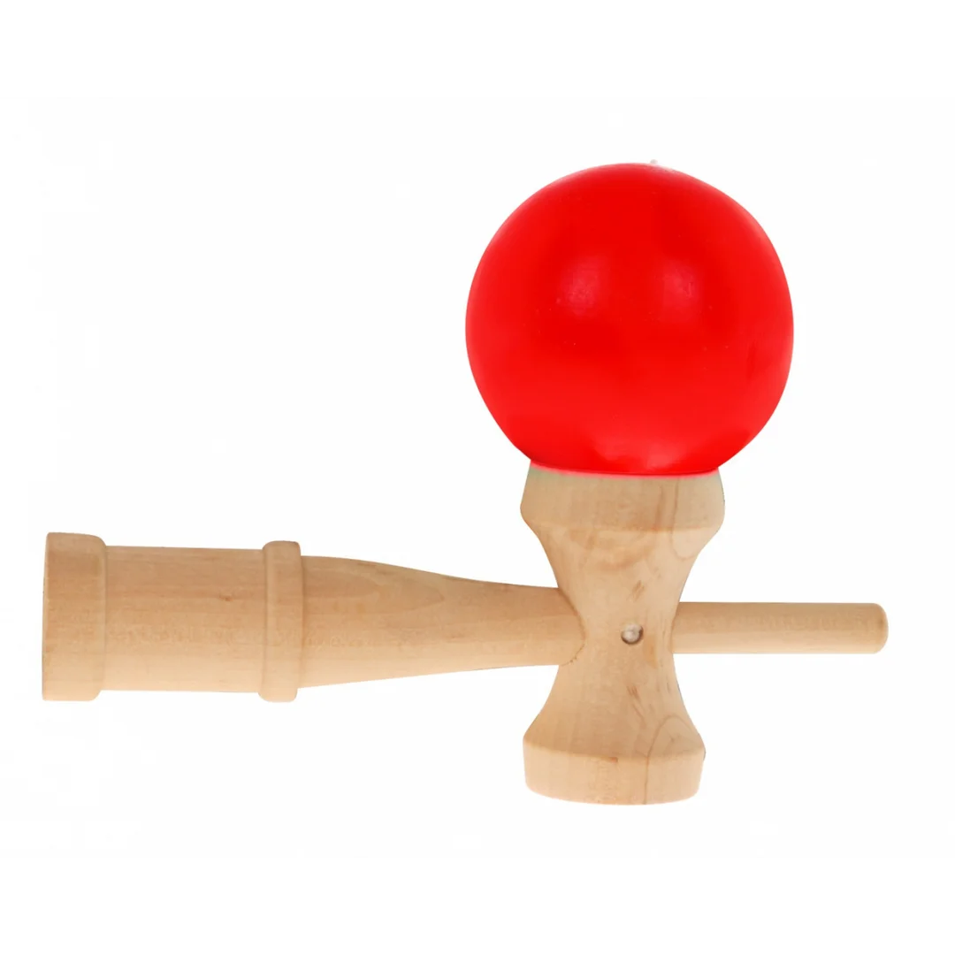 Zręcznościowa gra Kendama dla i dorosłych Drewniana zabawka Czerwona kulka