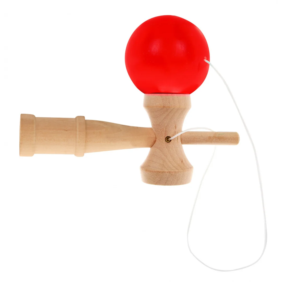 Zręcznościowa gra Kendama dla i dorosłych Drewniana zabawka Czerwona kulka