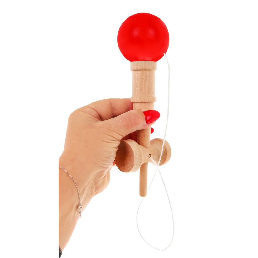 Zręcznościowa gra Kendama dla i dorosłych Drewniana zabawka Czerwona kulka