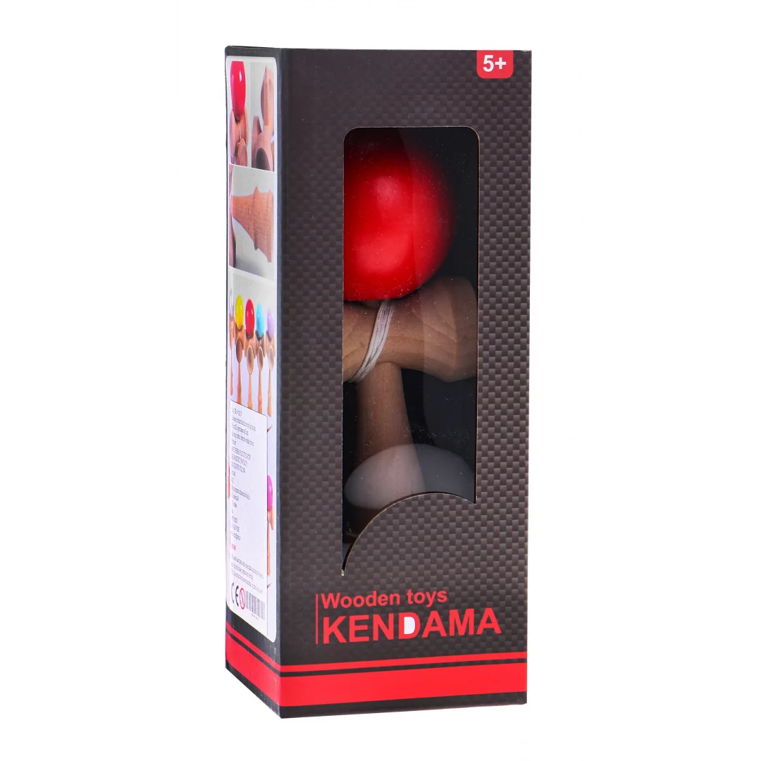 Zręcznościowa gra Kendama dla i dorosłych Drewniana zabawka Czerwona kulka