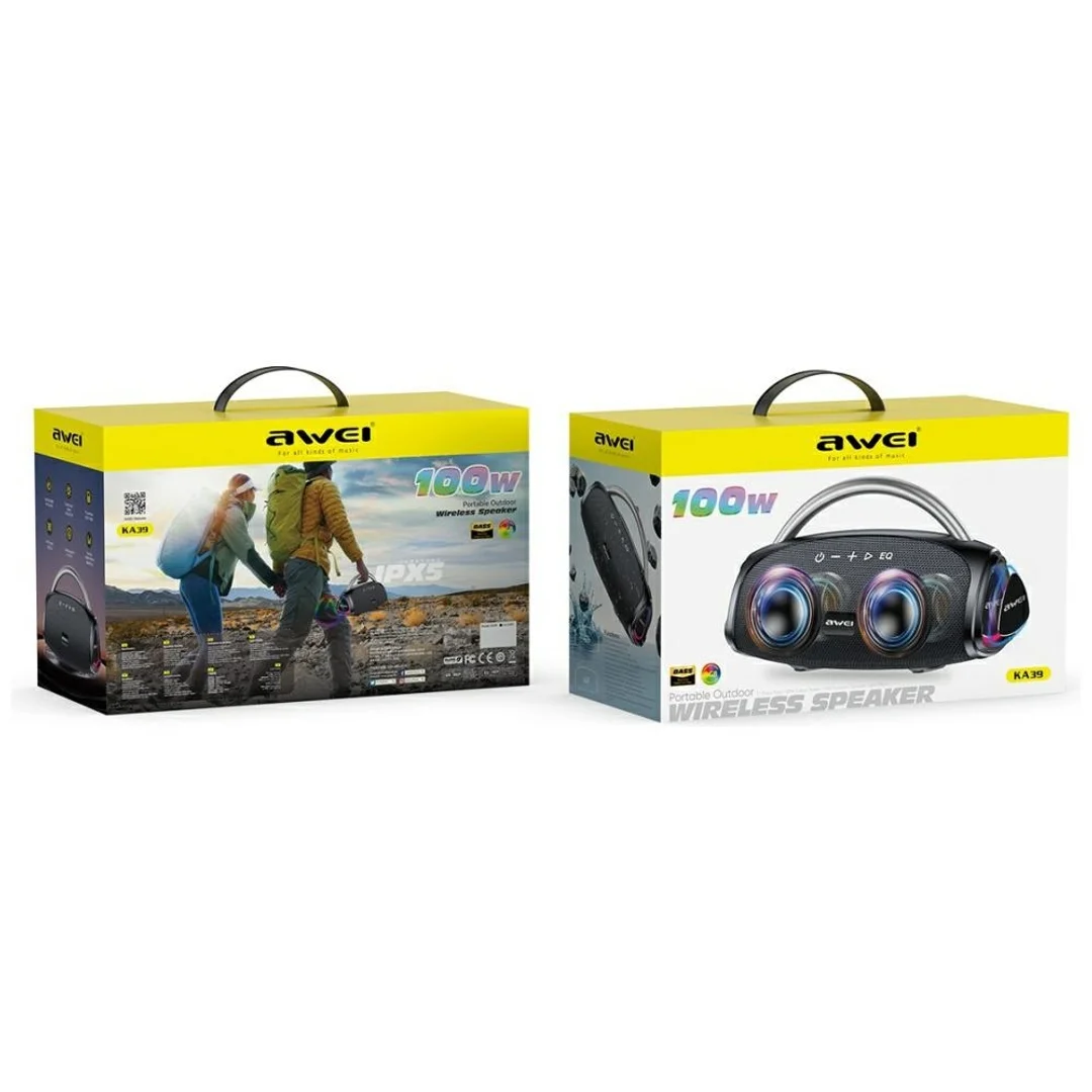 Głośnik bezprzewodowy AWEI KA39 100W Bluetooth 5.3 przenośny zewnętrzny czarny